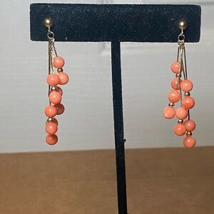 Vintage 14K Gold Coral Drop Earrings